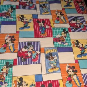 vtg Mickey Mouse Flat Sheet Twin/Full  Hip Hop style Patchwork rare sheet 1980s